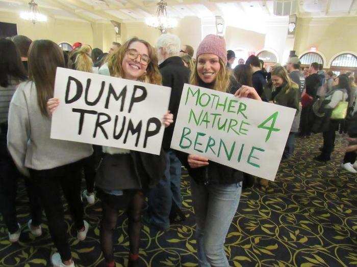 Sanders second rally in Iowa was at the University of Iowa in Iowa City. Most of the attendees were college students who made their anti-Trump sentiments abundantly clear.