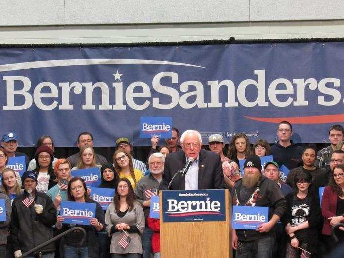 At one point in the rally, Sanders was interrupted by a man in the crowd as he began to say, "Tonight, we say to Donald Trump and the fossil fuel industry..." The man shouted, "F--k you!" This prompted laughter. Sanders paused and said, “Well, that is one way of phrasing it. I, myself, was gonna say it a little differently. I am a senator.”