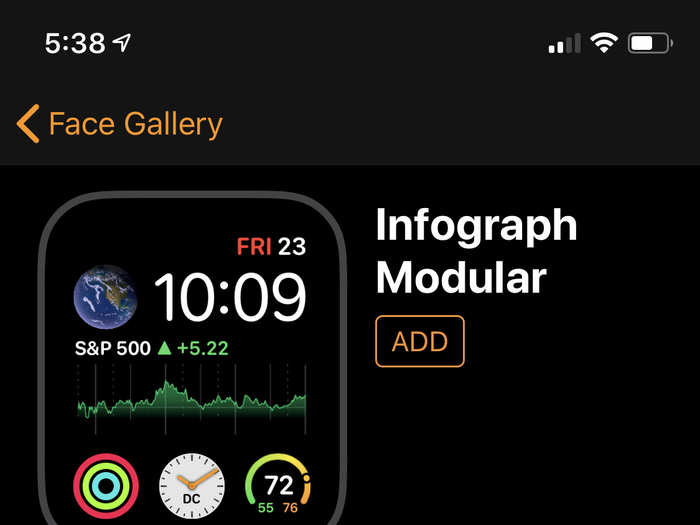 Once you pick a face you like, you can customize its "complications," or little bits of information to see at a glance. Complications include things like the date, the weather, services like Spotify, or health details like your current heart rate, which is really cool.