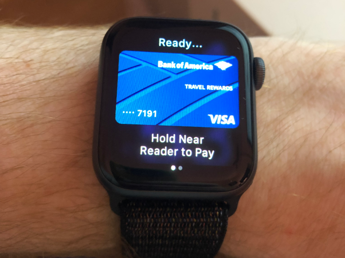 Pressing the side button button twice brings up Apple Pay. Add a credit card and you