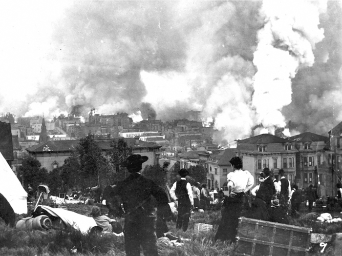 In 1906, an earthquake and a series of fires leveled 500 city blocks in San Francisco and left about 250,000 people homeless.