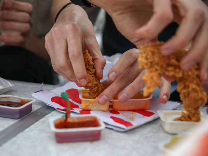 The sauces were so much fun to mix and match with our food that we abandoned our goal of only dipping Chick-fil-A