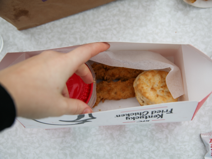 One of the more minor, yet still equally annoying, grievances against KFC is its poorly designed take-out boxes that are awkwardly narrow for reaching in to.