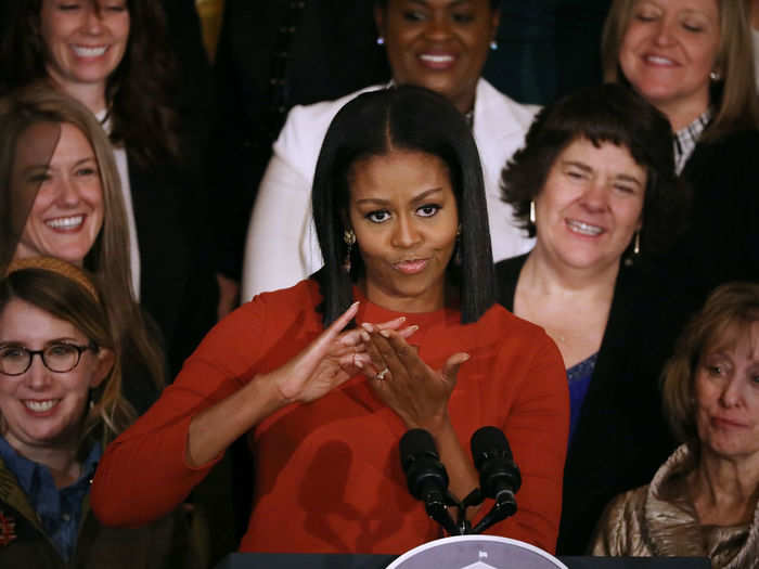 Michelle Obama gets tucked in too.