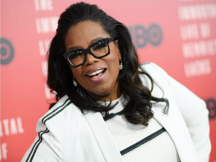 Oprah Winfrey meditates.