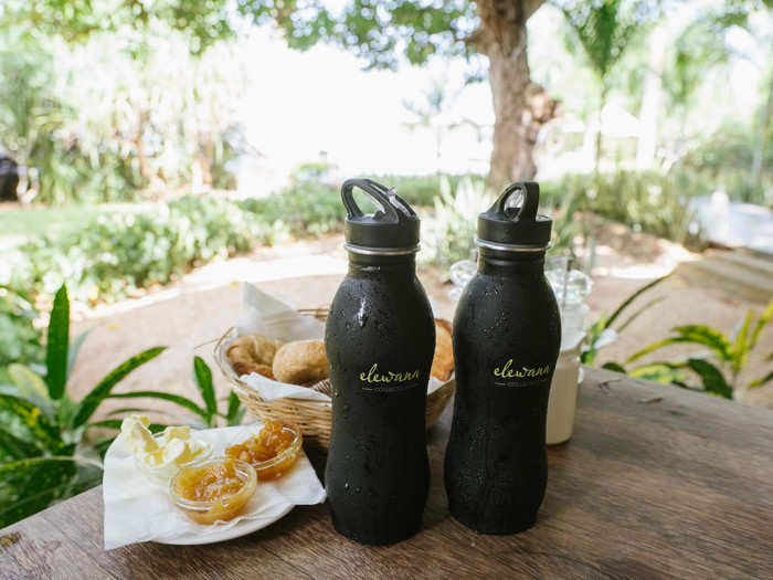 After breakfast, I was given a reusable water bottle that I was encouraged to fill at water stations around the property. Kilindi has many eco-friendly features, like roofs that collect rain water for the many plants.