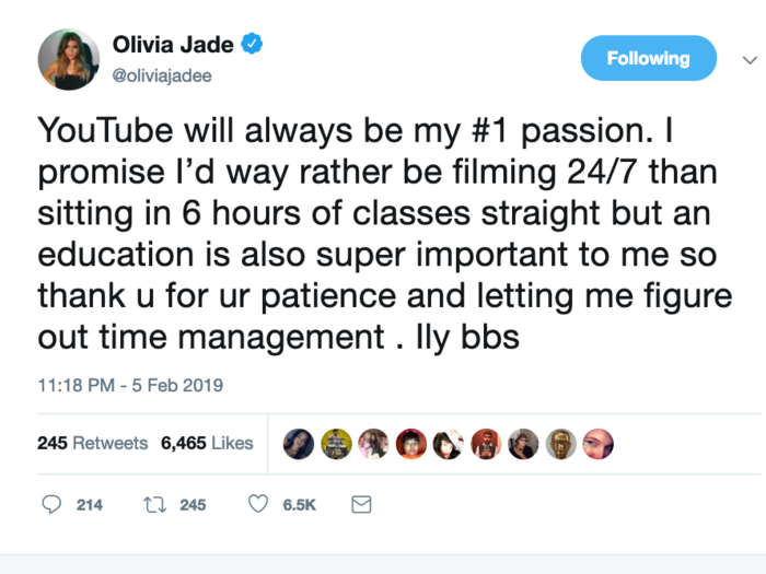 Her main interests seem to be beauty and YouTube, with the influencer tweeting in February that YouTube was her No. 1 passion.