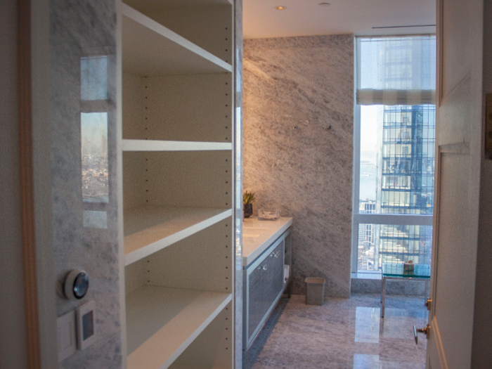 The master suites all come with walk-in closets, and I noticed even more storage space as I walked into the bathroom.