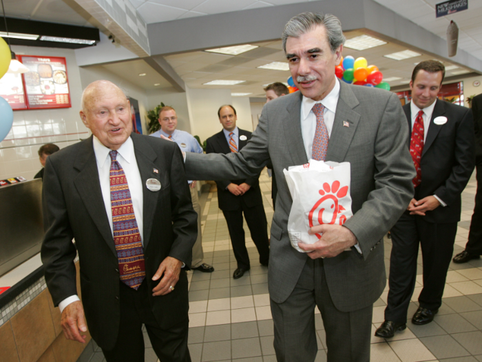 In 1967, he opened the first Chick-fil-A restaurant at a mall in Atlanta.