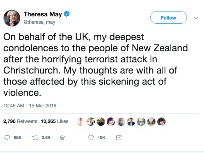 UK Prime Minister Theresa May deemed the attack a "sickening act of violence."