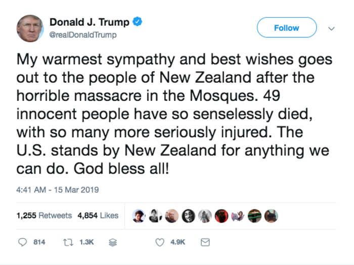 US President Donald Trump said the 49 victims had "senselessly died."