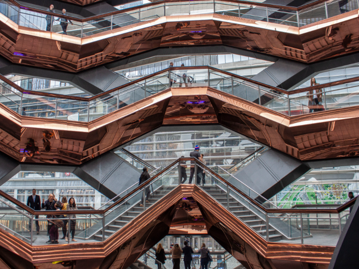 The Vessel is made up of 154 interconnected staircases, 80 landings ...