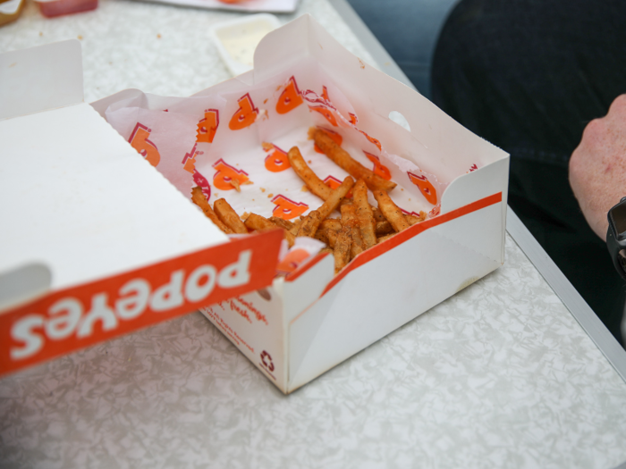 For the side orders, we went with french fries at Popeyes.