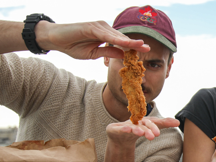 We picked up original fried chicken tenders from KFC and Popeye