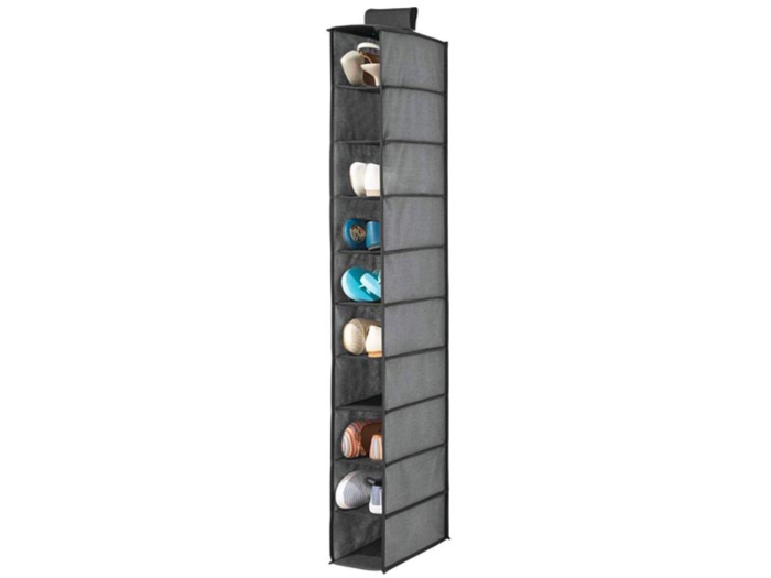 A hanging closet organizer