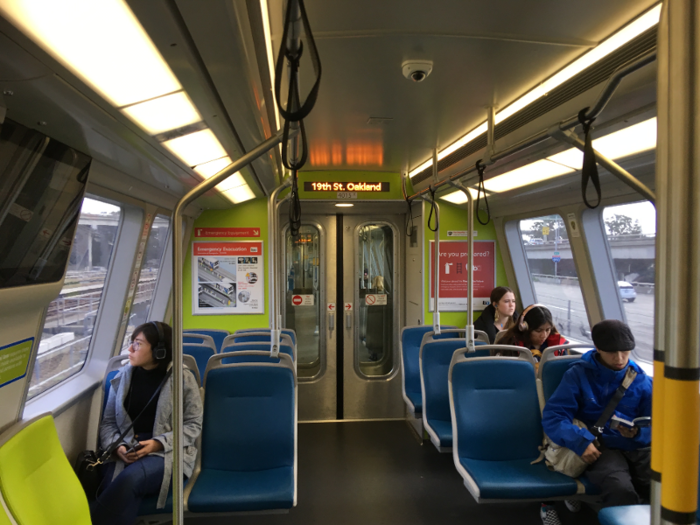 The station announcements on the old BART cars are about as clear as the speaker at a drive-thru. The new trains have automated station announcements in each car. Plus, there are electronic displays at each end of the car and by the doors that show the next station stop.