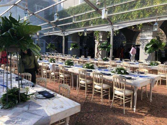 The reception was held outdoors at La Arcada, an event space.