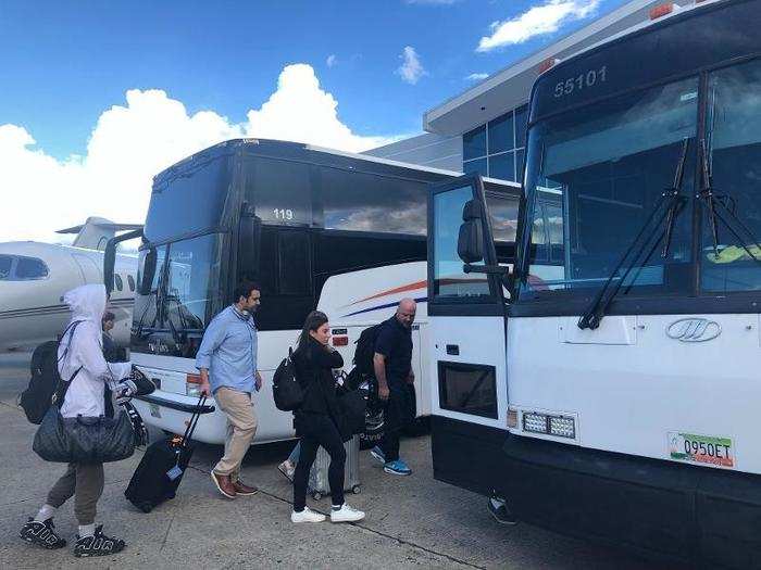 ... And straight onto two buses waiting on the tarmac to take us to the hotel.