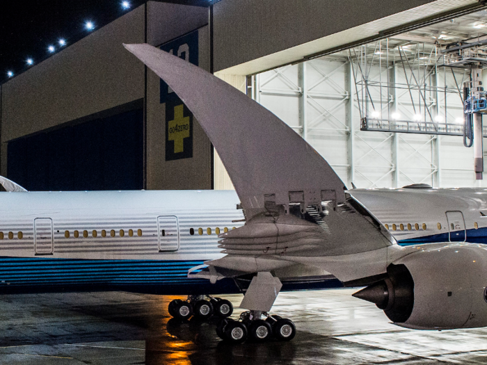 The 777X is equipped with wingtips that fold up when the plane is on the ground.