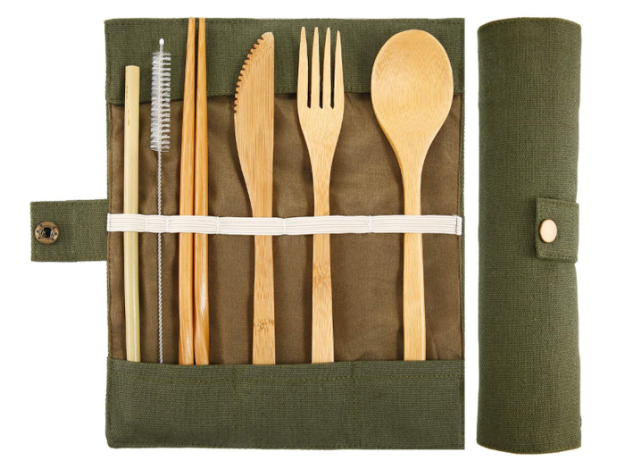 A set of wooden cutlery