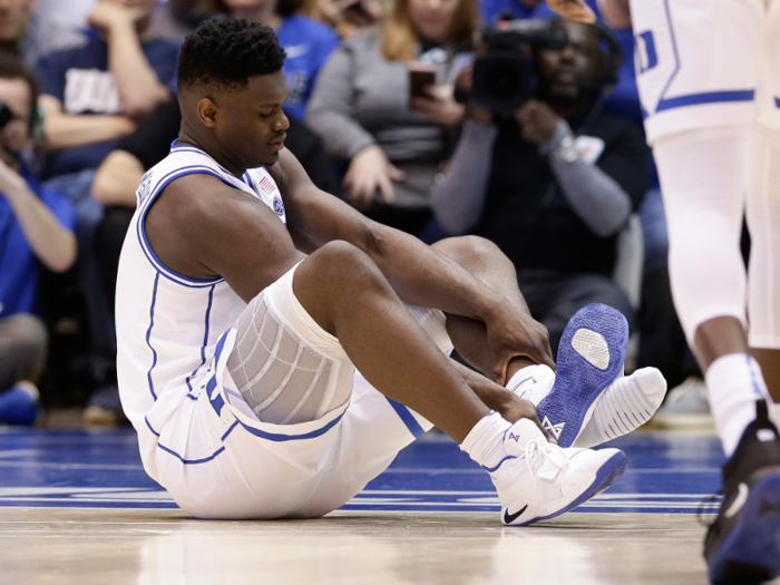 Williamson had a scare in February, when in a highly anticipated matchup against UNC, he tore through his shoe on a drive, then injured his knee.