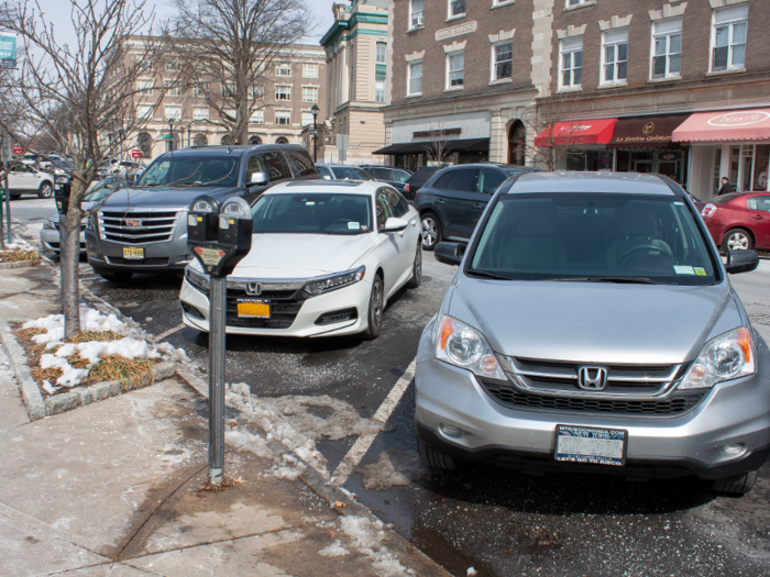 Many of the cars parked on Greenwich Avenue had license plates from New York and New Jersey. I couldn