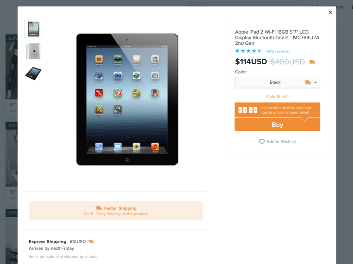 I also saw an iPad on the site, which looked like it might be one of the first models Apple ever released. Something tells me Wish is not an authorized Apple seller.