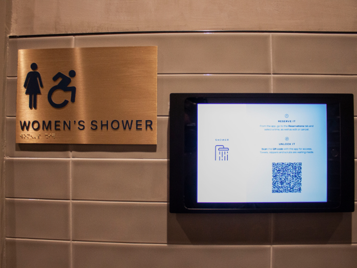 The private showers can be reserved through the smartphone app, so you can just scan the QR code on the tablet outside the door and then walk in.