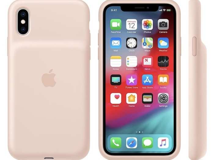 The iPhone XS Smart Battery case, which is available in black and white, is also now available in "pink sand."