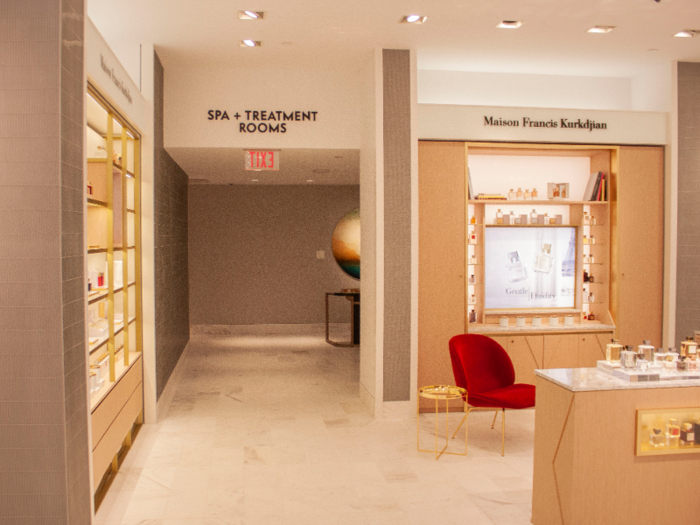 Unique to Neiman Marcus Hudson Yards are the beauty treatment rooms and spa services, which include a LED LightStim light therapy bed.