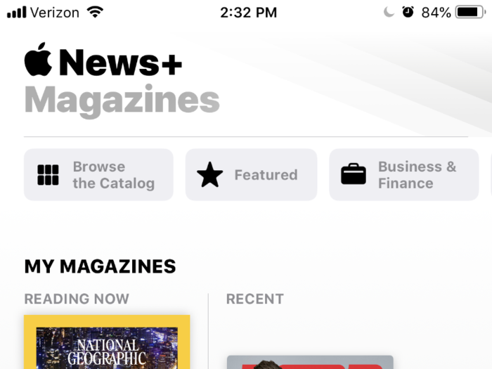 The "My Magazines" section of the app highlights the issue you were reading most recently.