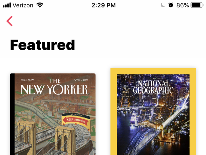 Alternatively, you can browse magazines in particularly categories, including "business and finance" and "featured."