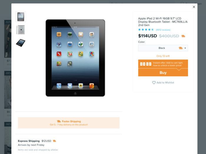 I also saw an iPad on the site, which looked like it might be one of the first models Apple ever released. Something tells me Wish is not an authorized Apple seller.