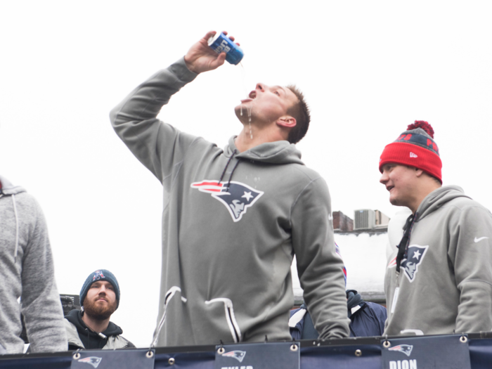 ... to just chugging beers for the 2016 Super Bowl parade.