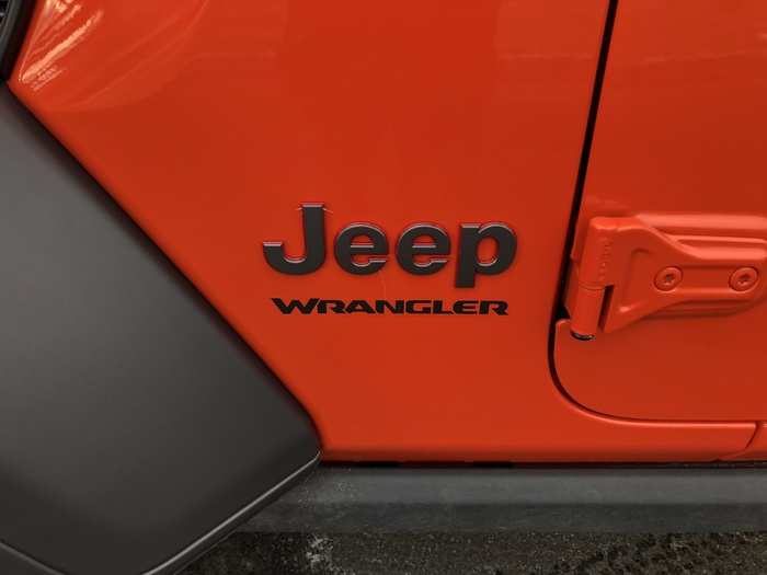 The branding and nameplating is more extensive than it was on our previous test Wrangler.