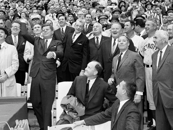 President John F. Kennedy once threw out the first pitch wearing a suit. He was a baseball fan throughout his entire life, and cultivated the support of prominent baseball players during his campaigns for political office.