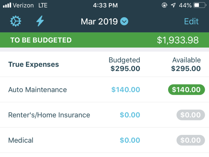 Using knowledge of my typical monthly expenses, I began to input a dollar amount into each category provided. I had to guesstimate for certain categories that fluctuate month-to-month based on my circumstances, such as 