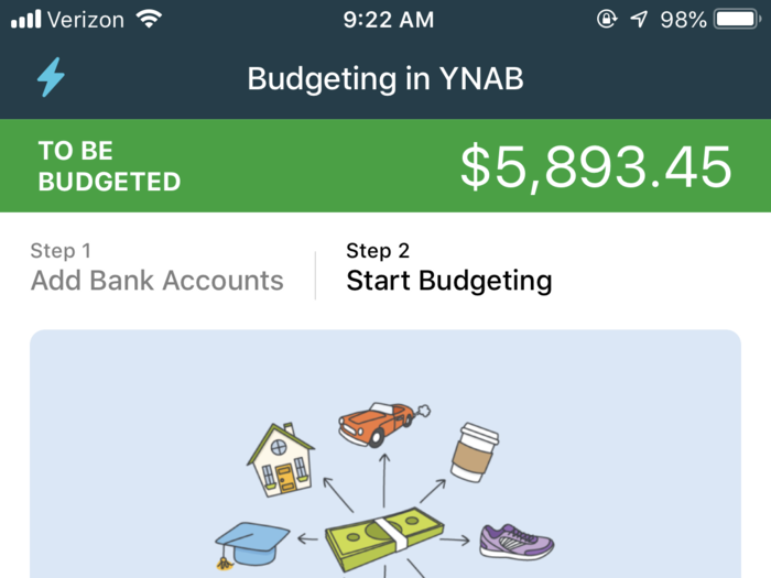 Then I got started budgeting. The app informed me that I had $5,893.45 to budget out.