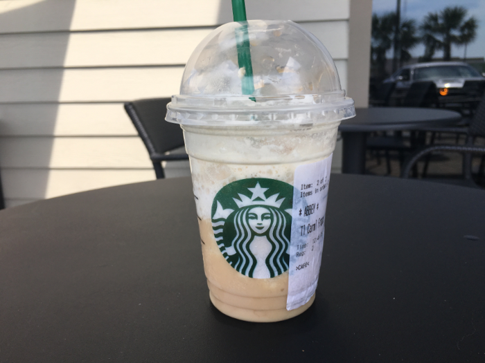 Frozen coffee drink (caramel): Starbucks