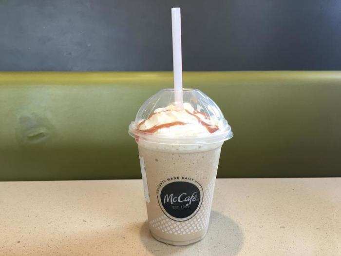 The caramel frappé tasted like a straight-up milkshake.