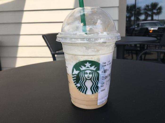 The caramel Frappuccino was deliciously decadent.