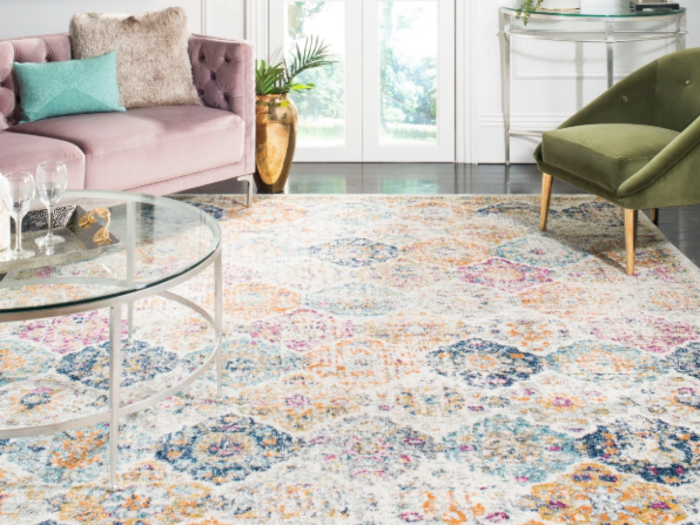 This bohemian rug with a pop of color