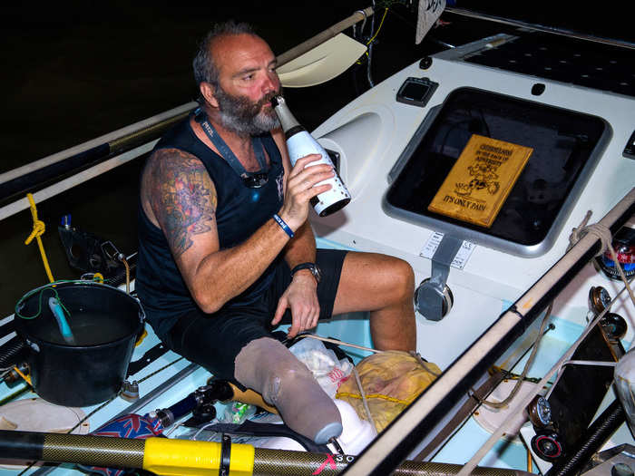 On the boat, Spencer ate freeze-dried high-energy rations, allotting 6,000 calories a day for what he expected would be a 90-day journey. A solar-powered desalination machine turned sea water into stuff he could drink.