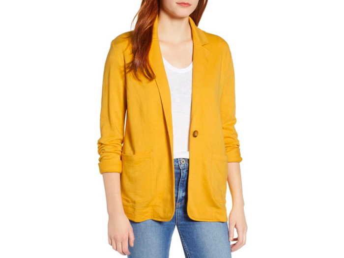 A casual blazer you can get in bright yellow, soft pink, or classic navy