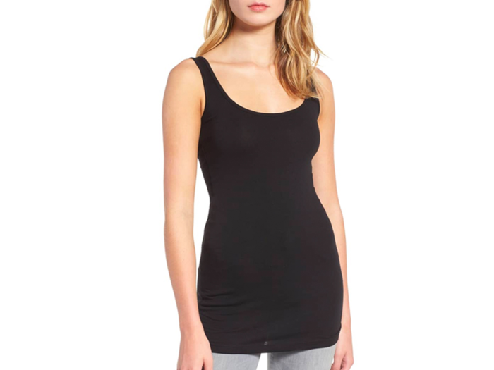 A long scoop-neck tank top