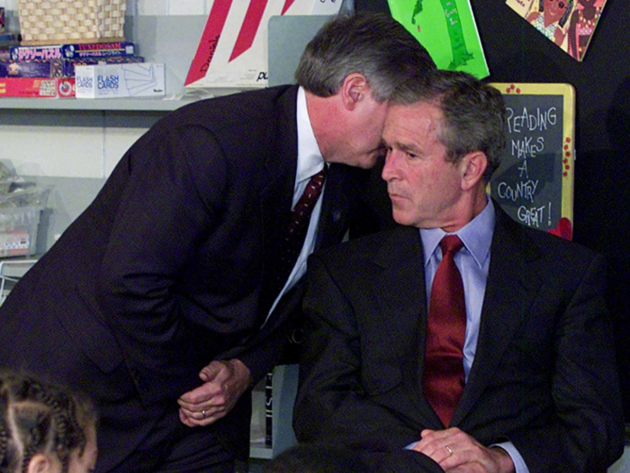 2001: A picture of then-President George W. Bush being told that a plane had crashed into the World Trade Center during an elementary school appearance captures an early moment in one of the greatest tragedies in American history, and Bush