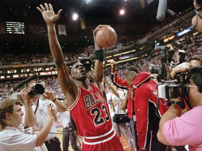 1993: Michael Jordan made his mark on basketball history when he led the Chicago Bulls to their third consecutive championship victory on June 20, 1993 and became only the second player to be named MVP of the finals three times.