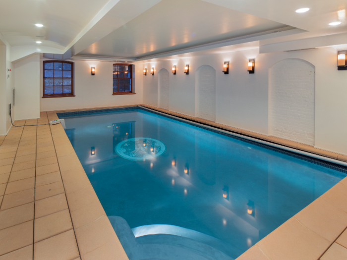 On the lower level of the home is the saline swimming pool. There are also two saunas and a full bath.