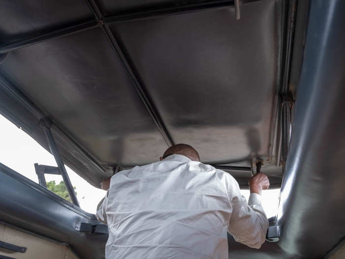 Before driving into the caldera, Charles Nnko, my guide, opened up the roof.