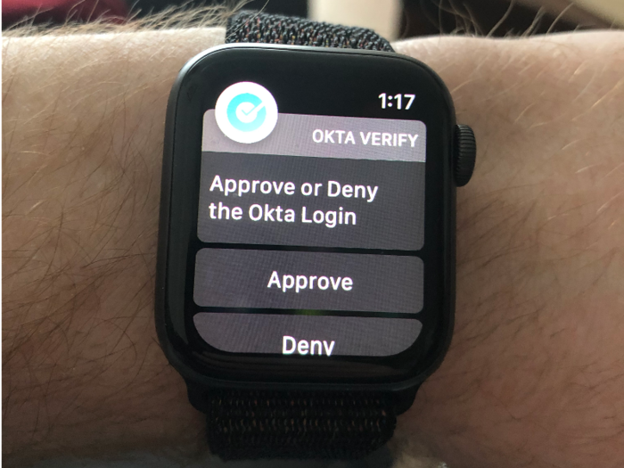 The Apple Watch is the best Apple device for using Okta, which verifies your identity to access secure sites like email.